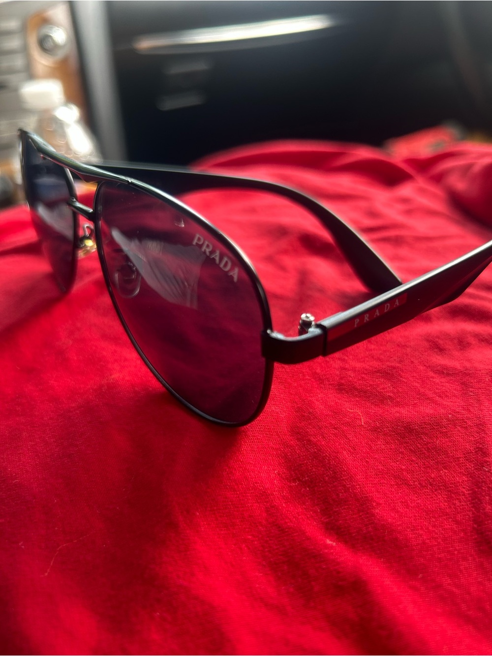 Prada Black Aviator Sunglasses with Gray Smoke Lenses no case